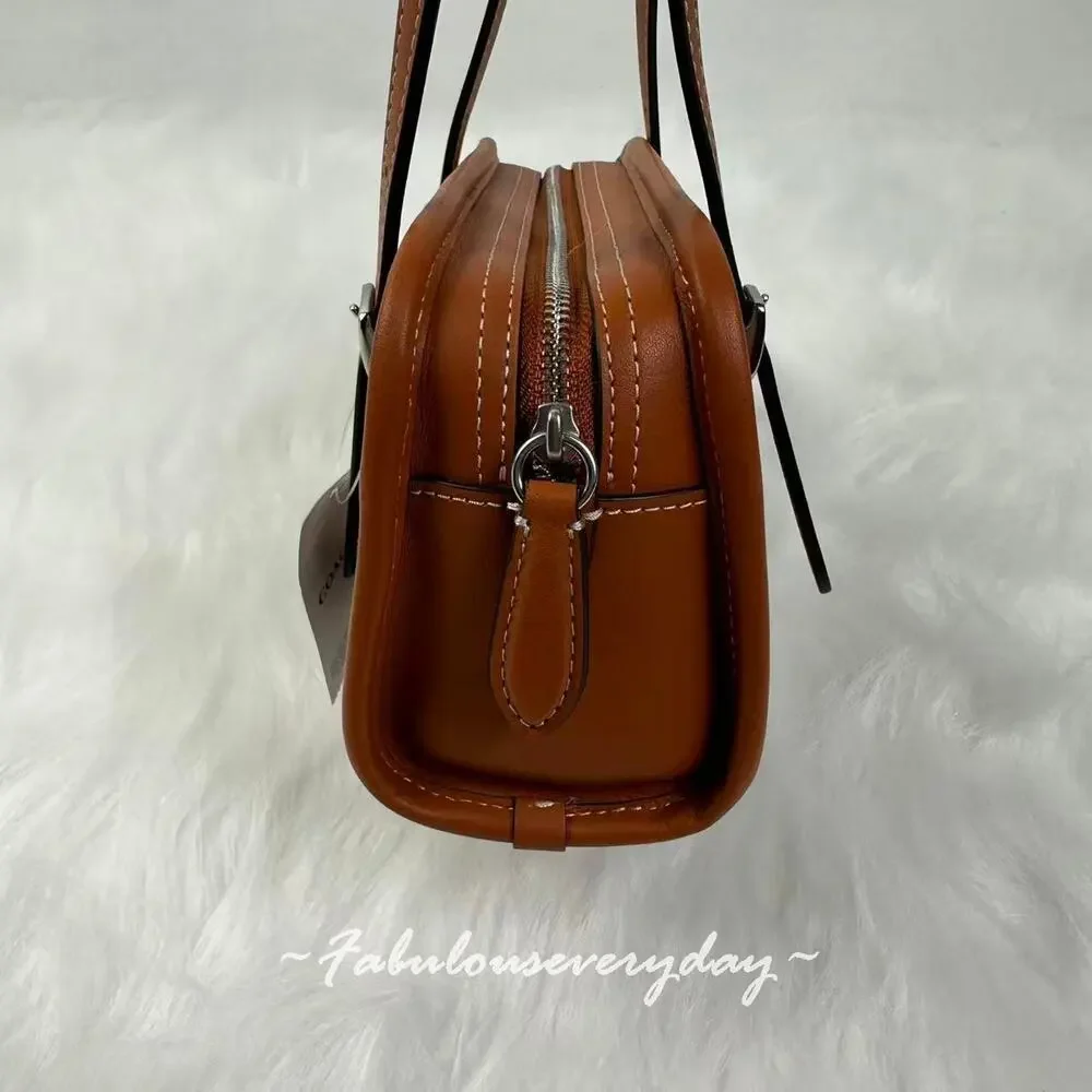 Coach Swing Zip Bag 20 Crystal Signature Jacquard Silver/Burnished Amber CBH53